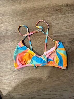 wild fable Pink L (12-14) Swim Top with Multicolor Trim